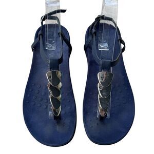 Vionic Rest MIAMI Blue Thong Slingback Sandal Metallic Detail Size 6 Orthaheel